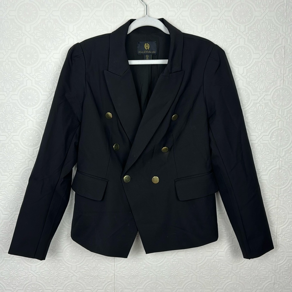 House Of Harlow 1960 Blazer Dark Academia Gold Hardware Black Stretchy Jacket